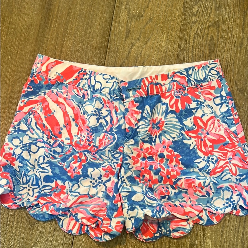 Lilly Pulitzer Buttercup Blue and Pink Floral Shorts Size 4